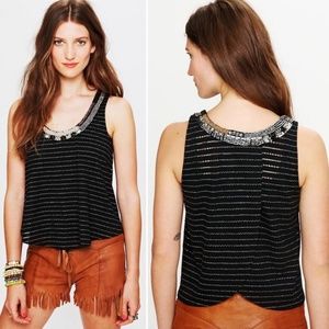 Free People Aztec Louie Split Back Beaded Tank